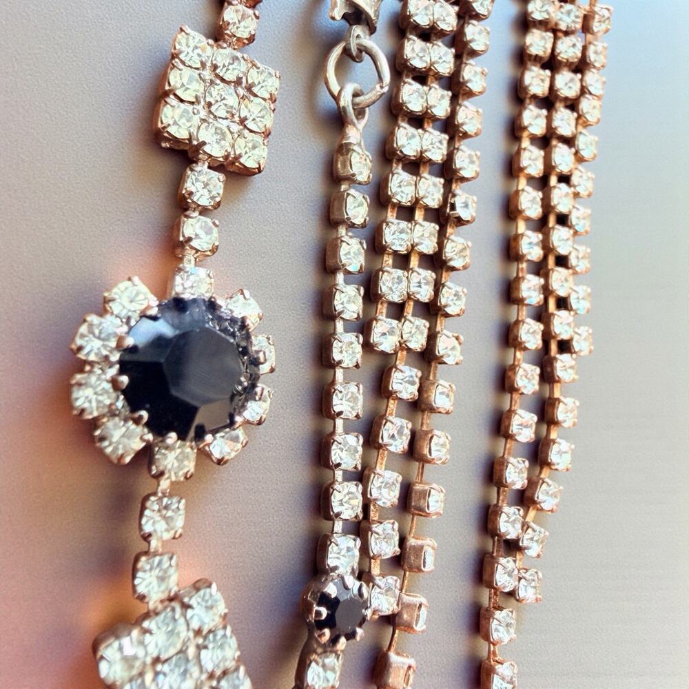 Vintage Rhinestone Bracelet 7” and Earrings 3” Set. Classy Elegant
